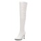 Pointed Toe Elastic Stiletto Heels Over The Knee Thigh Highs Boots - White