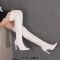 Pointed Toe Elastic Stiletto Heels Over The Knee Thigh Highs Boots - White