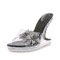 Peep Toe Strange Style Transparents Heels Rhinestones Bling Flower Sandals - Black PVC