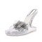 Peep Toe Strange Style Transparents Heels Rhinestones Bling Flower Sandals - Silver PVC