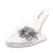 Peep Toe Strange Style Transparents Heels Rhinestones Bling Flower Sandals - White PVC