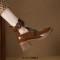 Round Toe Belt Buckles Chunky Heels British Style Retro Ankle Highs Boots - Brown Leather