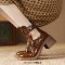 Round Toe Belt Buckles Chunky Heels British Style Retro Ankle Highs Boots - Brown Leather