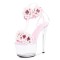 Peep Toe Stiletto Heels Flowers Transparent Platforms Gladiator Lace Up Sandals - Pink PVC