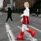 Round Toe Ankle Highs Cartoon Astro Cute Costumes Flats Unisex Boots - Black