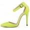 Pointed Toe Stiletto Heels Ankle Buckle Straps Dorsay Sandals Pumps - Light Green Faux Leather