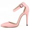 Pointed Toe Stiletto Heels Ankle Buckle Straps Dorsay Sandals Pumps - Light Pink Faux Leather