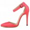 Pointed Toe Stiletto Heels Ankle Buckle Straps Dorsay Sandals Pumps - Pink Faux Leather