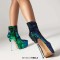 Pointed Toe Stiletto Metal Heels Bling Sequined Ankle Highs Platform Boots - Green Faux Leather