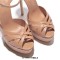 Peep Toe Fish Mouth Platforms Ankle Buckle Straps Stiletto Heels Smooth Sandals - Khaki Faux Leather
