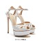 Peep Toe Fish Mouth Platforms Ankle Buckle Straps Stiletto Heels Smooth Sandals - White Faux Leather