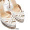 Peep Toe Fish Mouth Platforms Ankle Buckle Straps Stiletto Heels Smooth Sandals - White Faux Leather