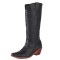 Pointed Toe Chunky Heels Knee Highs Snake Print Western Cowgirl Boots - Black
