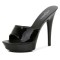 Peep Toe Stiletto Heels Low Platforms Comfortable Slippers Sandals - Black Patent