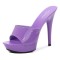 Peep Toe Stiletto Heels Low Platforms Comfortable Slippers Sandals - Purple Patent
