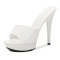 Peep Toe Stiletto Heels Low Platforms Comfortable Slippers Sandals - White Patent