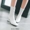 Square Toe Chunky heels Ankle High Classic Boots - White Faux Leather
