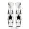 Round Toe Ankle High Side Zipper Platforms Chunky Heels Star Girl Boots - Silver Faux Leather