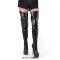 Round Toe Over The Knee Platforms Metal Zipper Punk Thigh Highs Stiletto Heels Rivet Boots - Black Faux Leather