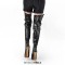 Round Toe Over The Knee Platforms Metal Zipper Punk Thigh Highs Stiletto Heels Rivet Boots - Black Faux Leather