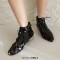 Pointed Toe Low Heels Side Zipper Lace Up Sequined Ankle Highs Loafers - Gold