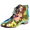 Pointed Toe Low Heels Side Zipper Lace Up Sequined Ankle Highs Loafers - Gold
