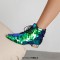 Pointed Toe Low Heels Side Zipper Lace Up Sequined Ankle Highs Loafers - Green