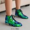 Pointed Toe Low Heels Side Zipper Lace Up Sequined Ankle Highs Loafers - Green