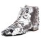 Pointed Toe Low Heels Side Zipper Lace Up Sequined Ankle Highs Loafers - Silver
