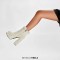 Round Toe Chunky Heels Low Platforms Ankle Highs Warm Fluffy Curly Booties with Side Zipper - Beige Faux Wool