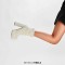 Round Toe Chunky Heels Low Platforms Ankle Highs Warm Fluffy Curly Booties with Side Zipper - Beige Faux Wool