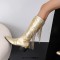 Pointed Toe Chunky Low Heels Knee Highs Tassel Western Cowboy Festival Boots - Gold