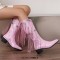 Pointed Toe Chunky Low Heels Knee Highs Tassel Western Cowboy Festival Boots - Pink