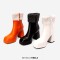 Square Toe Chunky Heels Side zipper Turned Over Short Plush Ankle Highs Boots - White Faux Leather