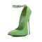 Pointed Toe Stiletto Metal Heels Ankle Buckle Straps Pumps - Green Patent
