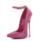 Pointed Toe Stiletto Metal Heels Ankle Buckle Straps Pumps - Rose Red Patent