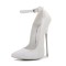 Pointed Toe Stiletto Metal Heels Ankle Buckle Straps Pumps - White Patent