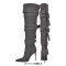 Pointed Toe Buckle Straps Over The Knee Thigh High Stiletto Heels Boots - Gray Canvas