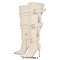 Pointed Toe Buckle Straps Over The Knee Thigh High Stiletto Heels Boots - Beige Canvas