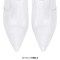 Pointed Toe Stiletto Heels Rhinestones Straps Knee Highs Winter Booties - White Faux Leather