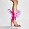 Pointed Open Toe Feather Stiletto Heels Carnivale Samba Dance Sandals - Pink Patent