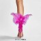 Pointed Open Toe Feather Stiletto Heels Carnivale Samba Dance Sandals - Pink Patent