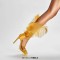 Pointed Open Toe Feather Stiletto Heels Carnivale Samba Dance Sandals - Yellow Satin