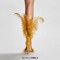 Pointed Open Toe Feather Stiletto Heels Carnivale Samba Dance Sandals - Yellow Satin