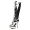 Round Toe Stiletto Heels Knee Highs Lace Up Platforms Boots - Silver Patent
