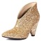 Pointed Toe Spike heels Sequined Glitters Ankle High Booties - Gold Sequined Cloth
