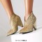 Pointed Toe Spike heels Sequined Glitters Ankle High Booties - Gold Sequined Cloth

