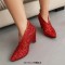 Pointed Toe Spike heels Sequined Glitters Ankle High Booties - Red Sequined Cloth
