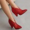 Pointed Toe Spike heels Sequined Glitters Ankle High Booties - Red Sequined Cloth
