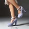Round Toe Suede Surface Low Platforms Chunky Cuban Heels Ankle Cross Straps Pumps - Purple Flock